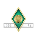 Значок Ромб РБ Высшее образование зеленый с золотым кантом (латунь, хол.эм. с накладным гербом РБ)