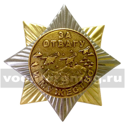 Значок Орден-звезда За отвагу и мужество (с накладкой)