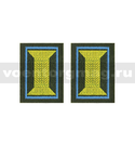 Нашивки Петличные эмблемы для офицерского состава Воздушно-космических сил "катушки" (оливковый фон, голубой кант), пластизоль (пара)