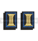 Нашивки Петличные эмблемы для офицерского состава ВДВ-ВВС "катушки" (иссиня-черный фон, синий кант) вышивка - золотой люрекс (пара, на липучках)