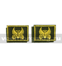 Нашивки Автомобильные войска (желтая вышивка) петличные эмблемы на липучке (вышитые), пара