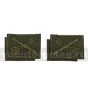 Нашивки Войска ПВО (оливковая вышивка, оливковый фон) петличные эмблемы на липучке (вышитые), пара