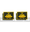 Нашивки Трубопроводные войска, нового образца (желтая вышивка, оливковый фон) петличные эмблемы на липучке (вышитые), пара