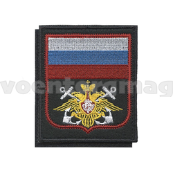 Нашивка ВМФ (с флагом РФ) черный фон, красный кант (на липучке) приказ № 300 от 22.06.2015 (вышитая)