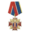 Медаль 60 лет Службе связи МВД России (красный крест, заливка смолой, с накладкой)