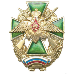 Значок  Крест с орлом ПВ и винтовками, зеленый