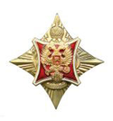 Значок Герб РФ на звезде, с накладкой (латунь, на закрутке)