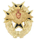 Значок Мальтийский крест с орлом РА и винтовками, черный (с накладками, на закрутке)