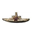 Значок Командир подводной лодки (со звездой), малый, серебряный (латунь, холодная эмаль, на пимсе)