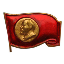 Значок Флажок красный с профилем Ленина