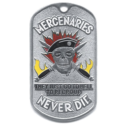 Жетон Mercenaries never die (череп в черном берете)
