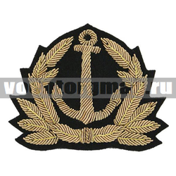 Кокарда Морской флот, якорь, 8 листиков, без звезды (канитель)