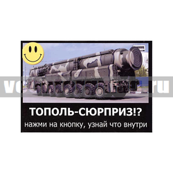 Магнит виниловый (гибкий) со смайликом ТОПОЛЬ-СЮРПРИЗ!? нажми на кнопку, узнай что внутри