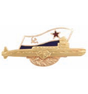 Значок ПЛ (15) на фоне флага ВМФ СССР (1 накладка), горячая эмаль, 37 мм х 17 мм