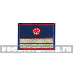 Нашивка Нагрудный знак РЖД (синий) 2 галуна 1 звезда (вышитая)
