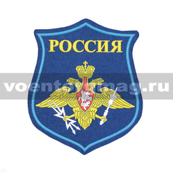 Нашивка пластизолевая на парад Россия Космические войска (синий фон)