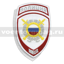 Нашивка пластизолевая Полиция МВД Охрана общественного порядка, белая (на липучке)