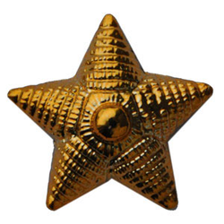 Звезда на погоны 13 мм (рифленая) золотая (латунь)