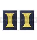 Нашивки Петличные эмблемы для офицерского состава ВДВ-ВВС "катушки" (иссиня-черный фон и кант) вышивка - желтый шелк (пара)