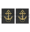 Нашивки Петличные эмблемы для офицерского состава ВМФ с якорем (черный фон и кант) вышивка - золотой люрекс (пара)