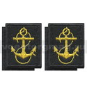 Нашивки Петличные эмблемы для офицерского состава ВМФ с якорем (черный фон и кант) вышивка - желтый шелк (пара, на липучках)