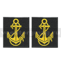 Нашивки Петличные эмблемы для офицерского состава ВМФ с якорем (черный фон и кант), пластизолевые (пара)