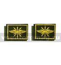 Нашивки Войска связи, нового образца (желтая вышивка) петличные эмблемы на липучке (вышитые), пара
