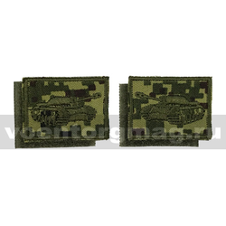 Нашивки Танковые войска (оливковая вышивка, фон - русская цифра) петличные эмблемы на липучке (вышитые), пара