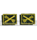 Нашивки ПВО, нового образца (желтая вышивка, фон - русская цифра) петличные эмблемы на липучке (вышитые), пара