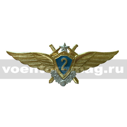 Значок Классность ВВС нового образца, 2 класс (голубой щит, серебряная звезда, мечи)