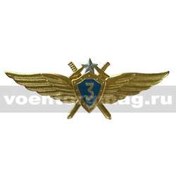 Значок Классность ВВС нового образца, 3 класс (голубой щит, серебряная звезда, мечи)