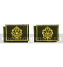 Нашивки Инженерные войска, нового образца (желтая вышивка, оливковый фон) петличные эмблемы на липучке (вышитые), пара