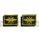 Нашивки Войска связи, нового образца (желтая вышивка, фон - русская цифра) петличные эмблемы на липучке (вышитые), пара