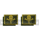Нашивки ВДВ нового образца (желтая вышивка, оливковый фон) петличные эмблемы на липучке (вышитые), пара