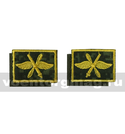 Нашивки ВВС - крылья, пропеллер и зенитная пушка (желтая вышивка, фон - русская цифра) петличные эмблемы на липучке (вышитые), пара