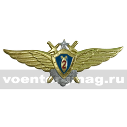 Значок Классность ВВС нового образца, летчик-штурман 2 класс (голубой щит, серебряная звезда, мечи)