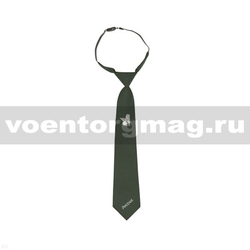 Галстук на резинке оливковый с вышитым сфинксом
