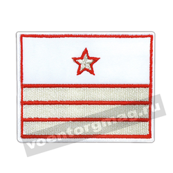 Нашивка Нагрудный знак РЖД белый, 3 галуна, 1 звезда, вышитый (нового образца)