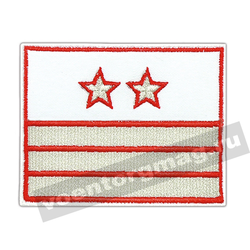 Нашивка Нагрудный знак РЖД белый, 3 галуна, 2 звезды, вышитый (нового образца)