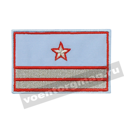 Нашивка Нагрудный знак РЖД голубой, 2 галуна, 1 звезда, вышитый (нового образца)