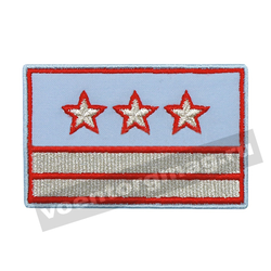 Нашивка Нагрудный знак РЖД голубой, 2 галуна, 3 звезды, вышитый (нового образца)