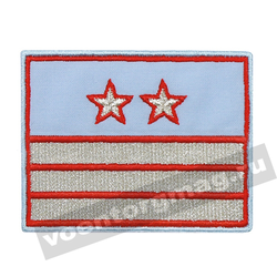Нашивка Нагрудный знак РЖД голубой, 3 галуна, 2 звезды, вышитый (нового образца)