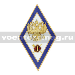 Значок Ромб Академия ФСИН, синий кант (горячая эмаль, 2 накладки)