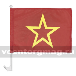 Флаг Красный с желтой звездой на автомобильном кронштейне