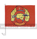 Флаг Спецназ (ВВ МВД, красный фон) на автомобильном кронштейне
