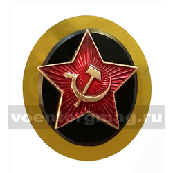 Кокарда МП со звездой 34 мм (нерж. сталь с золотым напылением и пластиковой накладкой)