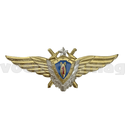 Значок Классность ВВС нового образца, летчик-штурман 1 класс (голубой щит, серебряная звезда, мечи)