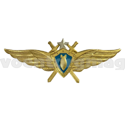 Значок Классность ВВС нового образца летчик-штурман (голубой щит, серебряная звезда, мечи)