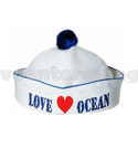 Боцманка белая с помпоном синим Love ocean
