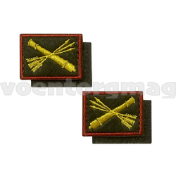 Нашивки Войска ПВО (оливковый фон, красный кант) петличные эмблемы на липучке (вышитые), пара